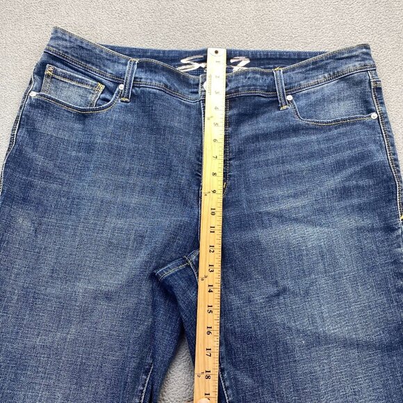 Seven 7 Womens Size 20 Dark Wash Stretch Embroidered Pockets Denim,Straight - Picture 5 of 16